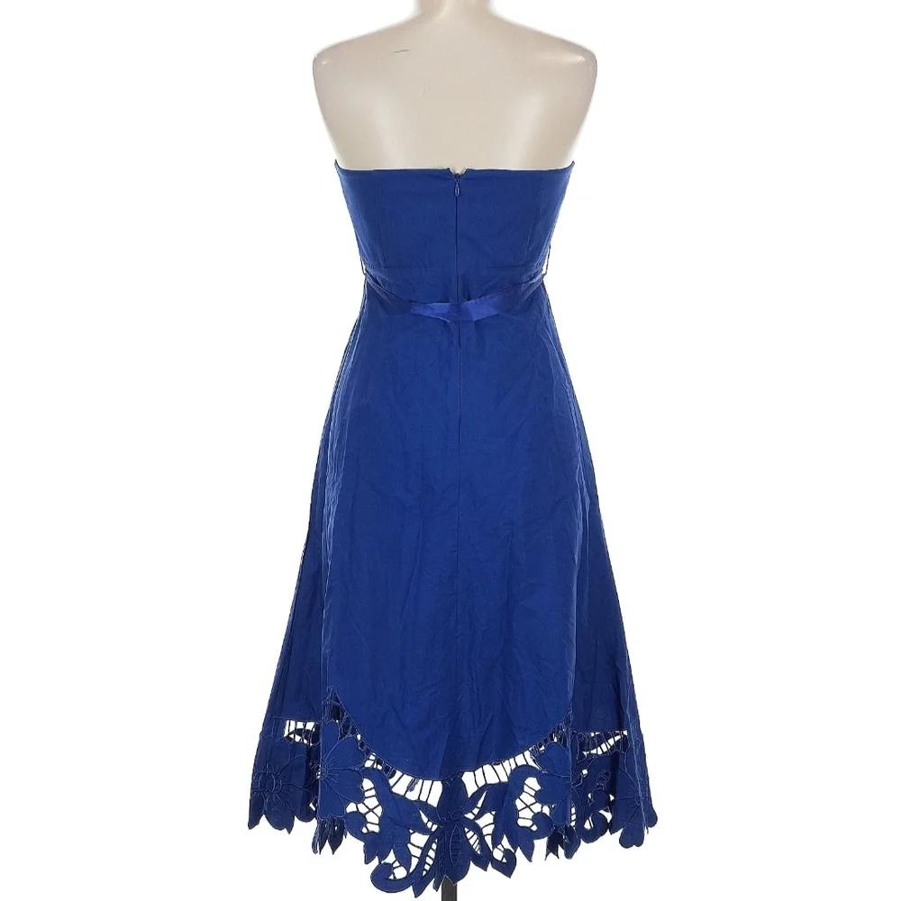 Betsey Johnson Elegant Blue Cutout Strapless Cotton Dress Size 8 - Picture 2 of 12